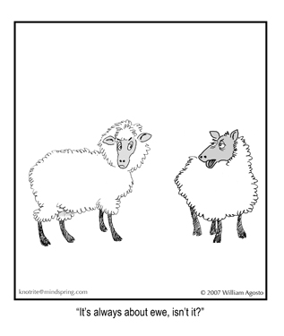 It's always about ewe, isn't it? asks the sheep